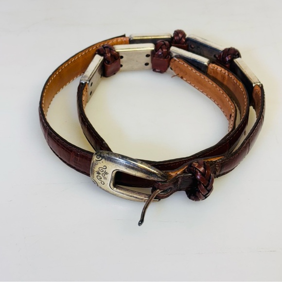 Brighton’s Women’s 90307 Silver Leather Croc Embossed Silver accent Belt medium - Picture 1 of 12